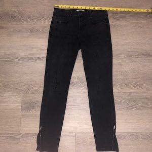 F21 High Rise Black Distressed Skinny Jeans